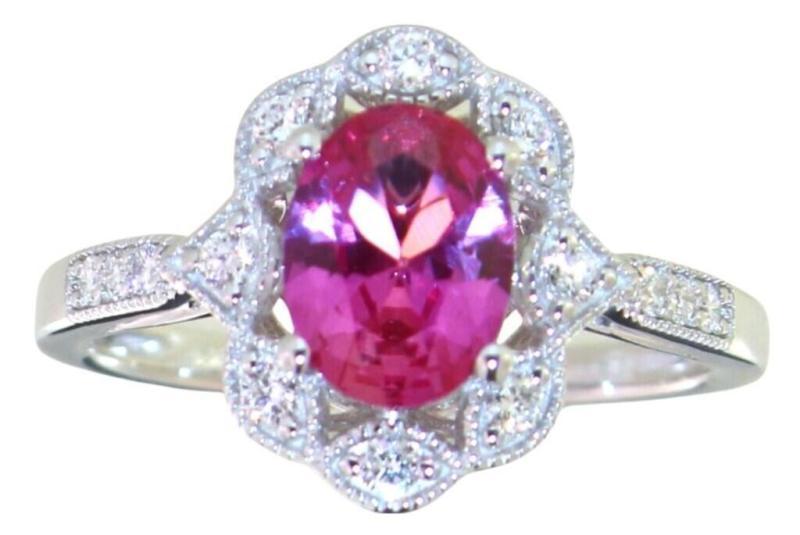 Oval 1.65 ct Pink Sapphire & Diamond Ring MSRP $ 1,125.00