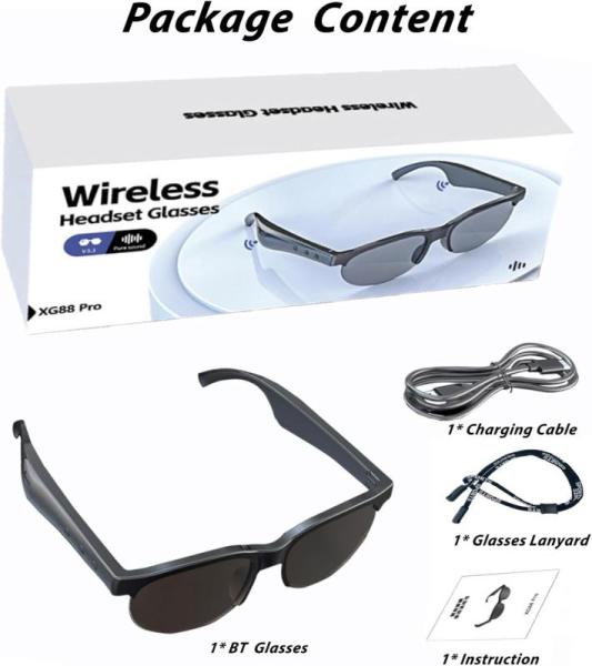 New 50set Smart Glasses, Polarized Bluetooth Sunglasses with Built-in