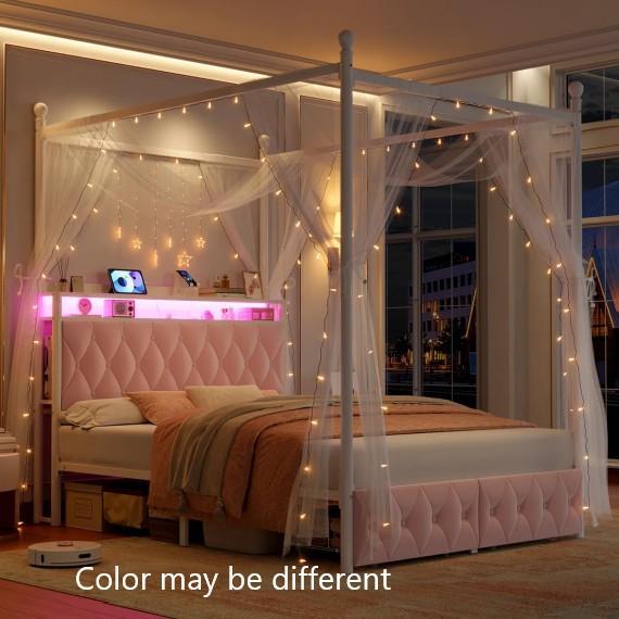 Furniture - Wrought Studio Canopy Bed, Ebern Designs Computer Desk, Zavalla Mobile End Table - MSRP $3,796