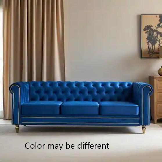 Furniture - Chesterfield Velvet Sofa, Wrought Studio Bed Frame, Freelon Standard Bookcase - MSRP $3,861