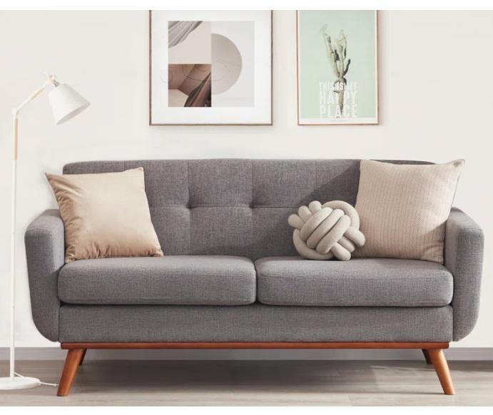 Housewares- Carmencita 65" Square Arm Loveseat, Oslo 24"H Faux Leather Woven Counter Stool, Greyden Vanity -MSRP $1,383