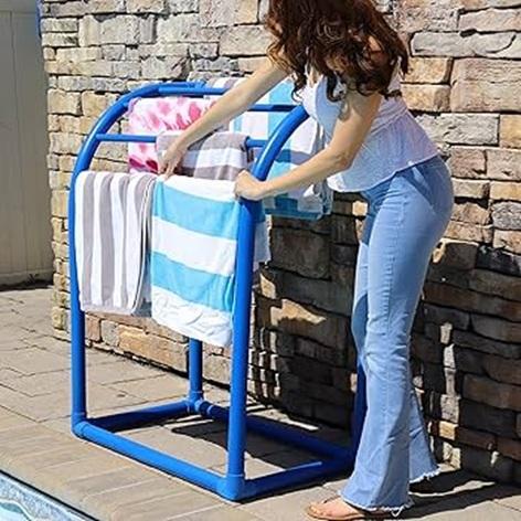 NEW - Essentially Yours 5-Bar Curved Towel Rack Poolside Organizers - MSRP $1,299