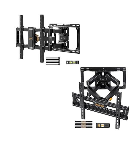 Perlegear UL-Listed Motion TV Wall Mount, Piskyet Wood Crate Topper, Tempaper Blue Mermaid Wallpaper - MSRP $1,237