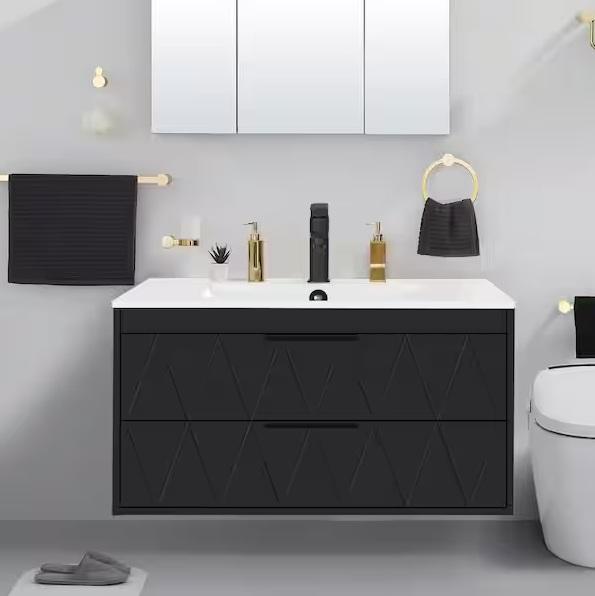 Kitchen & Bath - eclife Single Sink Floating Black Bath Vanity, LuxHomez, Glacier Bay, Hampton Bay - Est Retail $3,178