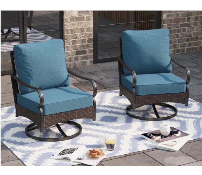 Furniture - Swivel Patio Armchair w/Cushion, Caleyah Queen Low Profile Bed Ivory, Erie End Table, Daybed - MSRP $2,842