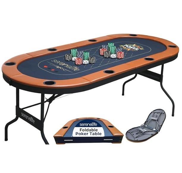 SereneLife 8-Player Foldable Poker Table, MALOL PU Leather Swivel Bar Stools, SONGMICS Jewelry Cabinet - MSRP $2,176