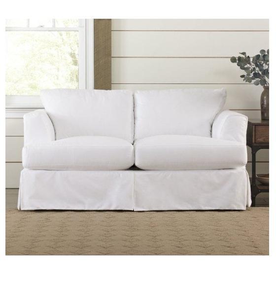 Wayfair Custom Upholstery Lucia 65.5" Recessed Arm Slipcovered Loveseat - MSRP $1,499