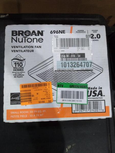 General Merch - Broan-NuTone Ventilation Fan, Quartz Radiant Heater, and More - Est Retail $230