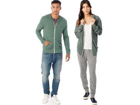 Alterative Zip Hoodies Men & Women Color Dusty Pine Size Small