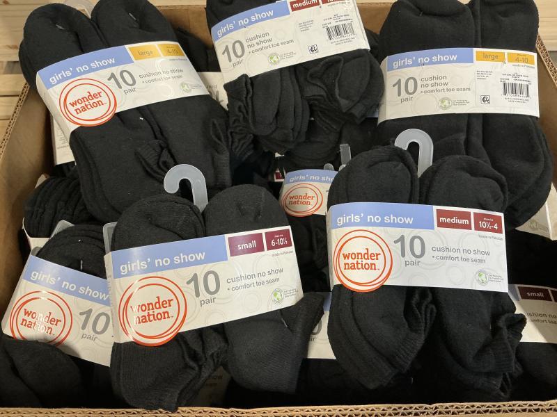 300 Pair (30 Packs Of 10) Girls Black No Show Socks S-M-L