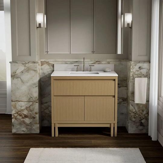 Fixtures - Kohler Vanity Set, Elegant Lighting Frameless Bathroom Wall Mirror, Shaw Overlap Stair Nose - MSRP $6,613