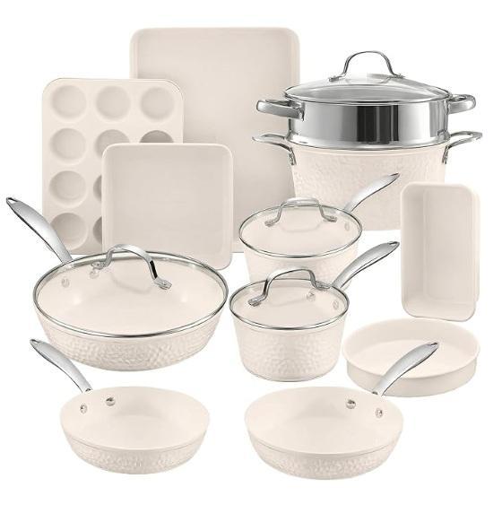 Gotham Steel Hammered 15Pcs Ceramic Cookware Sets, Samsung 50in The Frame Customizable Bezel, VEVOR - MSRP $1,837