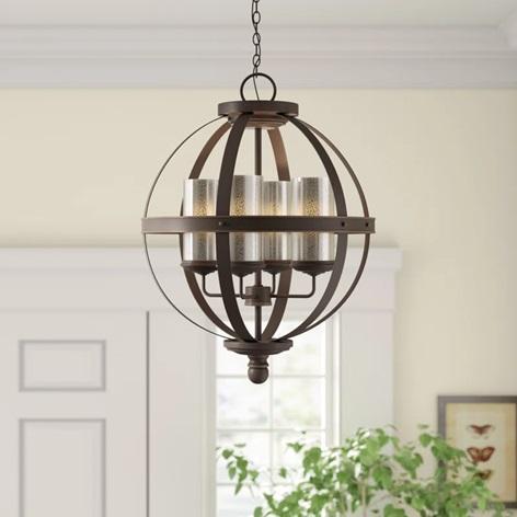17 Stories Doris 4-Light Lantern Globe Chandelier - MSRP $171