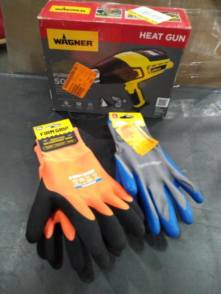 General Merch - Wagner Heat Gun, Husky Work Light, CE Surge Protector Power Strip - Est Retail $45