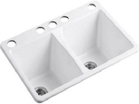 Kohler K-5873-5U-0 Cast-Iron Kitchen Sink - MSRP $885