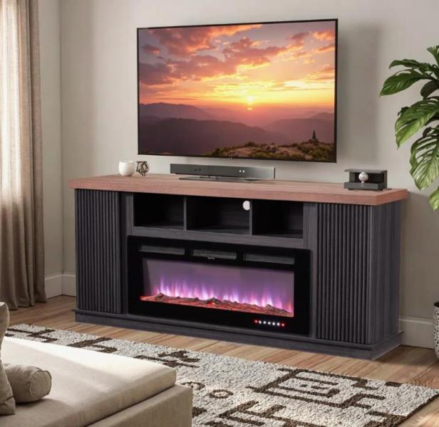 Furniture- Brayden Studio Fireplace, Hokku Designs Armchair, Loon Peak Bookcase - MSRP $2,147