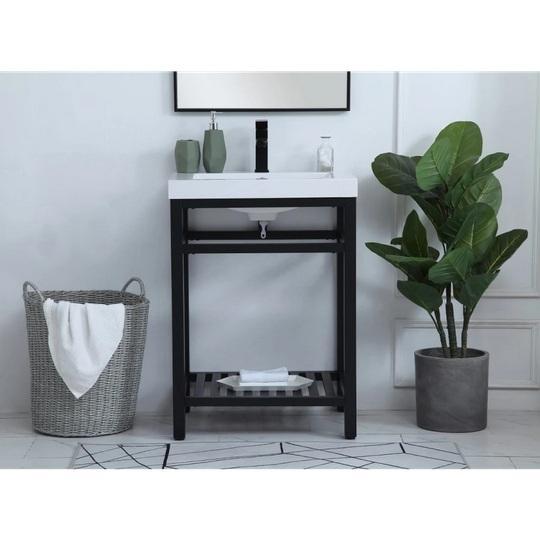 Elegant Lighting VF14024BK Cast Iron Console Bathroom Sink - MSRP $564