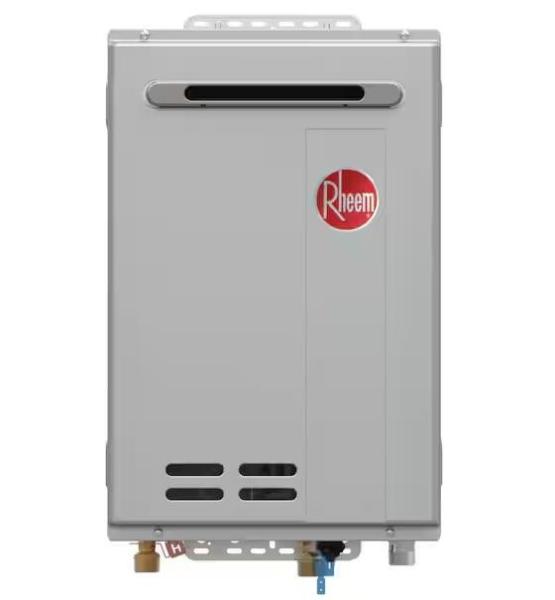 Plumbing - Rheem Outdoor Natural Gas Tankless Water Heater, Cadet, Commercial Electric, Pfister - Est Retail $3,755