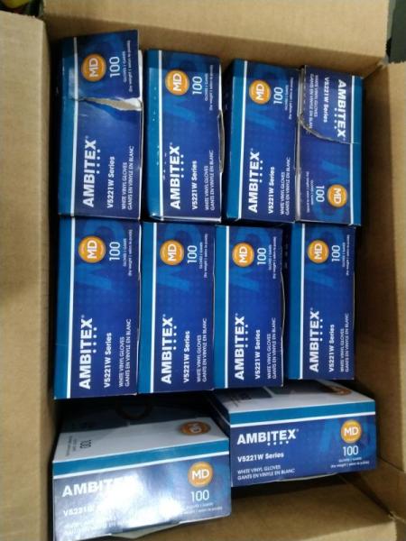 General Merch -Tradex Ambitex Medium Vinyl Ambidextrous Disposable Gloves White - MSRP $814