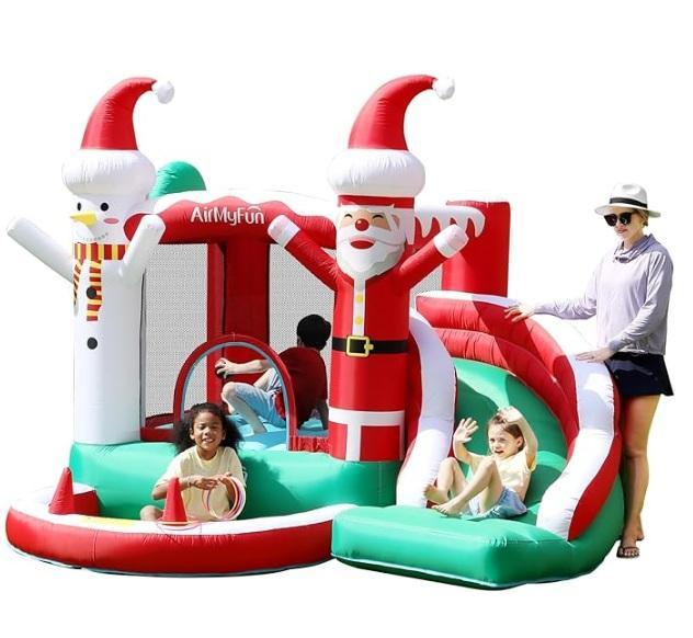 Unprocessed Manifested AMZ LPN Pallet - AirMyFun Christmas Theme Inflatable Bounce House, OKP Vacuums - MSRP $2,297