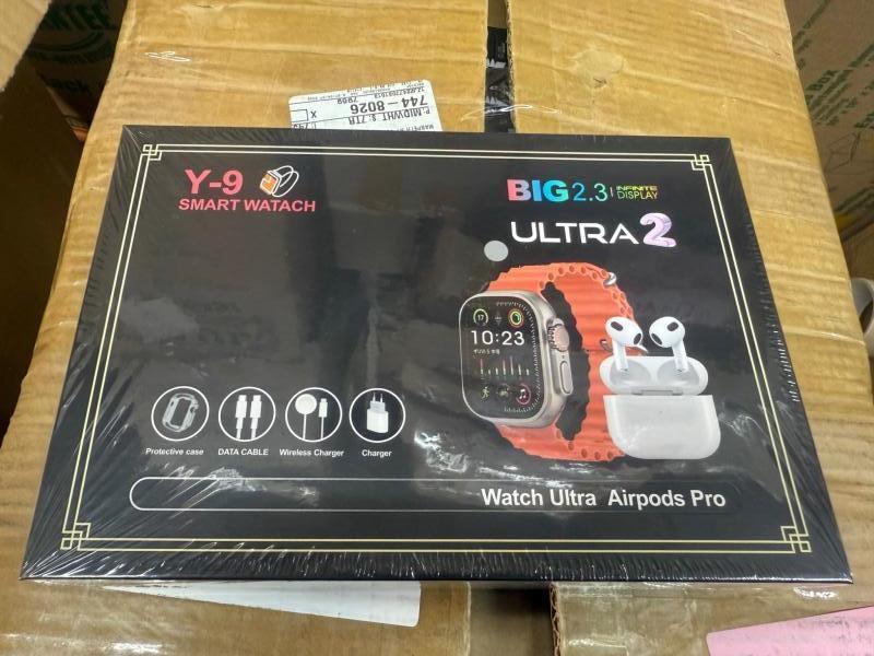 Y-9 Smart Watch Ultra 2 with Wireless Earbuds Bundle 2.3" Display Blue