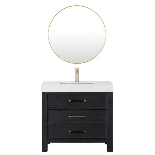 Miseno MV-NM-LEON36-LWT-FB Single Basin Vanity Set - MSRP $794