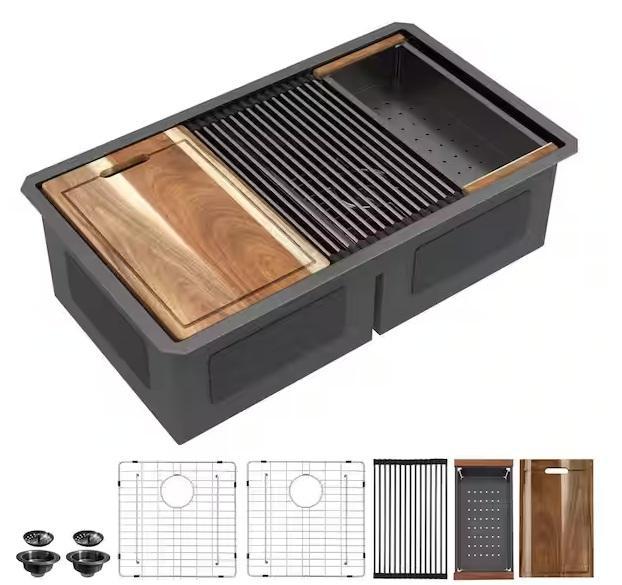 Plumbing - Fulorni Double Bowl Workstation Kitchen Sink, Glacier Bay, LORDEAR, KeonJinn, ELLO&ALLO - Est Retail $2,316