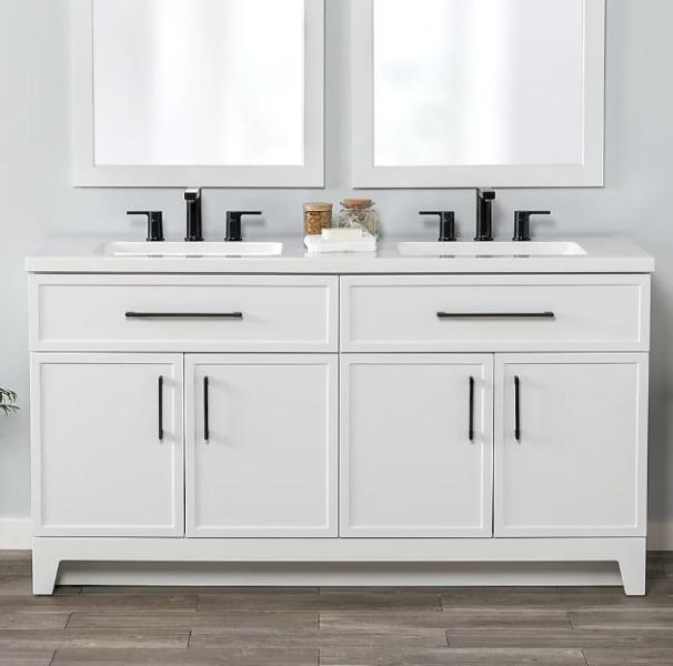 General Merchandise - Style Selections True White Double Sink Bathroom Vanity, Kobalt Table Saw - MSRP $4,172