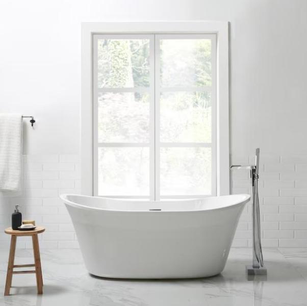 General Merchandise- allen + roth Kate 29-in x 60-in Bathtub, Style Selections Kirkman Bathroom Vanity- MSRP $3,019