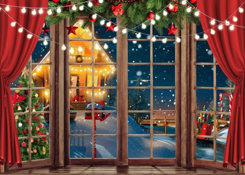 Camera - Alltten 15X10ft Christmas Window Backdrop, PGSWEER Winter Wonderland Snowflake Scene Backdrop - MSRP $1,943