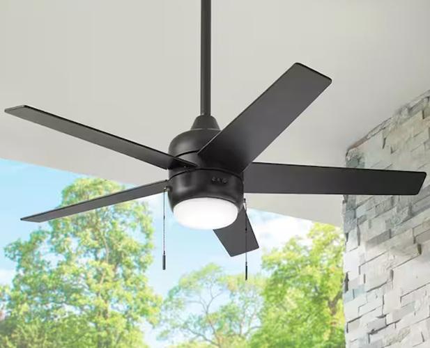 Lighting & Electrical - Hampton Bay Mena 44 in. LED Indoor/Outdoor Matte Black Ceiling Fan - Est Retail $9,450- 1plt