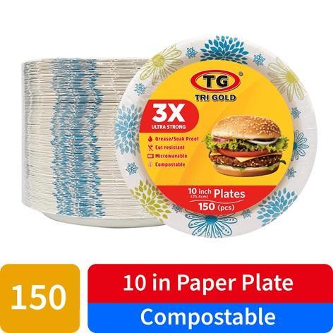 NEW - TG Trigold Everyday Disposable Flower Design 10" Paper Plates - MSRP $254