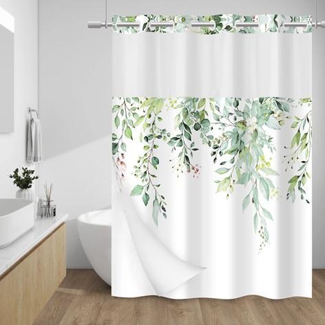 NEW - Sixlon No Hook Shower Curtains with Snap-In Waterproof Fabric Liners - MSRP $999