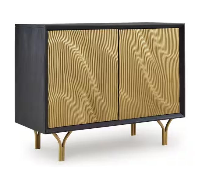 Home Decor - Signature DESIGN BY ASHLEY Tayner Gold 32in Accent Cabinet, Bestier, Lirago, HDC - Est Retail $2,479