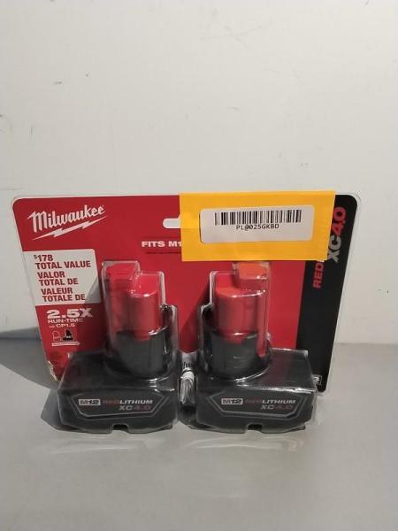 NEW - Milwaukee M12 12-Volt Lithium-Ion XC Extended Capacity 4.0 Ah Battery Pack (2-Pack) - MSRP $149