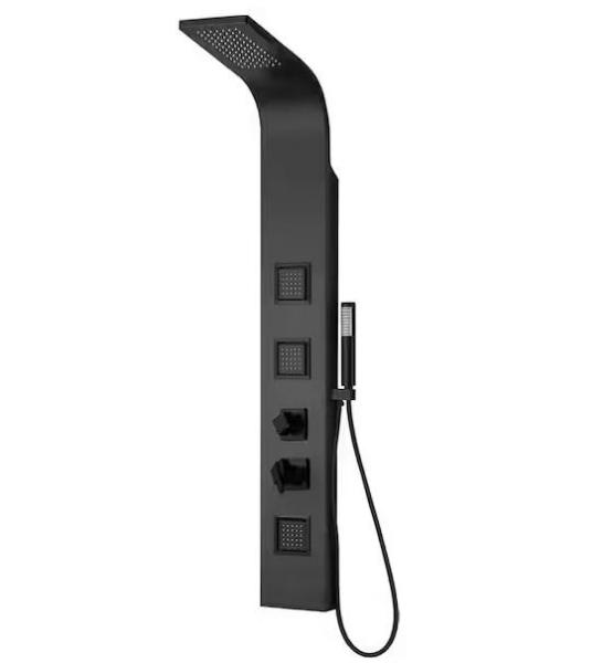 Plumbing - Mediterraneo Riviera 59in 3-Jet High Pressure Shower Tower, Everbilt, Master Flow - Est Retail $1,077