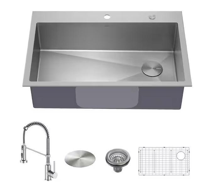 Plumbing - KRAUS Loften 33in Sink, HDC, HOME-FLEX, Filterbuy, Advanced Drainage Systems, Zenna Home - Est Retail $1,533