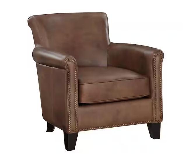 Seasonal - LazzaraKailee Brown Leather Upholstery Accent Chair - Est Retail $1,196- 2plts