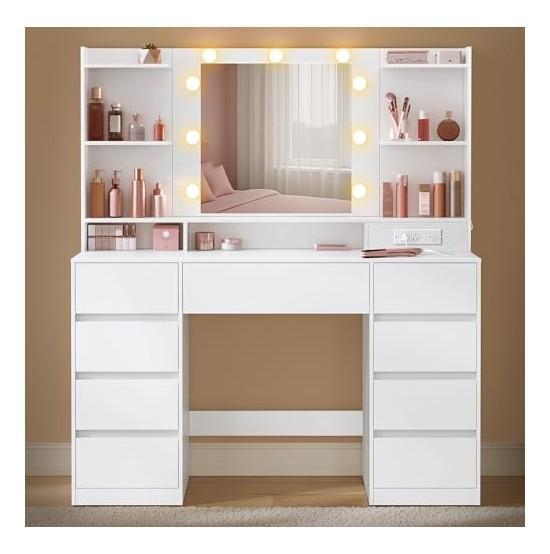 Vasagle Kailyn Vanity Desk, Shintenchi Kitchen Island, Idealhouse King Size Bed Frame - MSRP $2,149