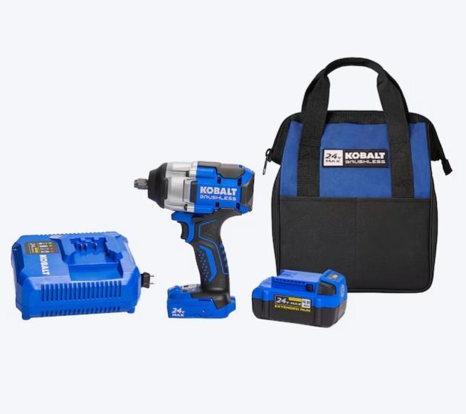 Kobalt 24V Variable Speed Brushless 1/2in Drive Cordless Impact Wrench, Zoeller 1/3-HP Utility Pump - MSRP $4,876