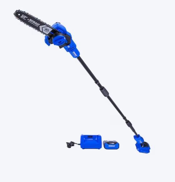 Kobalt Gen4 40V 10in 2Ah Battery Pole Saw, Fluke 323 True-rms Digital Display Clamp Meter, Primo Cooler - MSRP $3,490