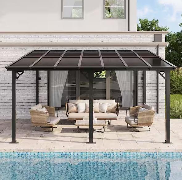 Doors & Windows - Sizzim Patio Cover Wall-Mount Gazebo Pergola, easelife, Weather Star, eightdoors - Est Retail $1,824
