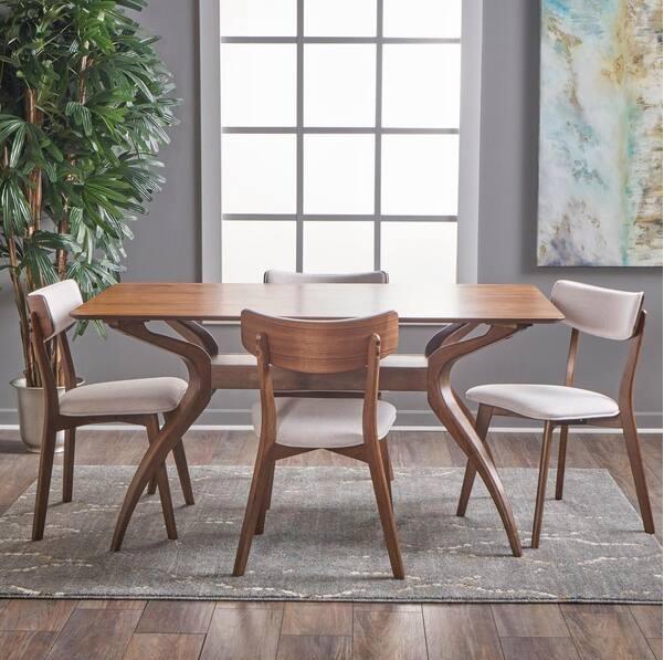 Home Decor - CHRISTOPHER KNIGHT HOME NISSIE 5-PIECE NATURAL WALNUT DINING SET - Est Retail $872- 1plt