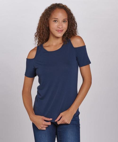 New Boxercraft Ladies Cold Shoulder Tees in Navy Blue - MSRP $4,422