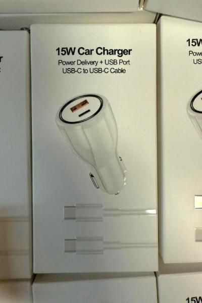 15W Car Charger Dual Port USB-C Combo with Cable