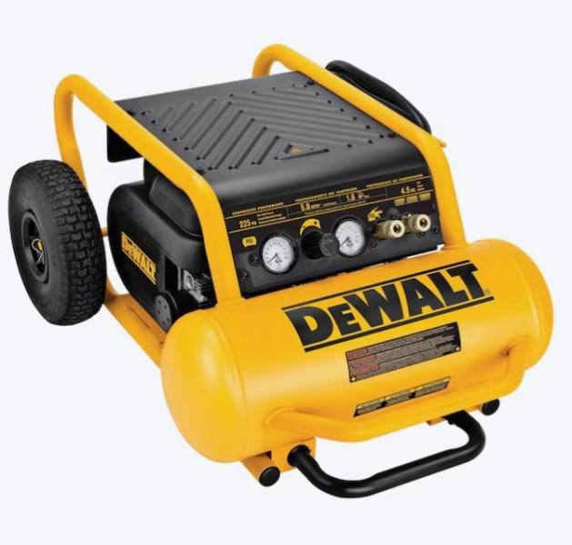 DEWALT 4.5gal Portable Electric 225PSI Horizontal Air Compressor, Kobalt 6gal Electric 150PSI Compressor - MSRP $2,324