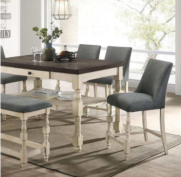 General Merch - Furniture of America Plymouth Ivory Dark Gray Counter Height Table & More - MSRP $1,278