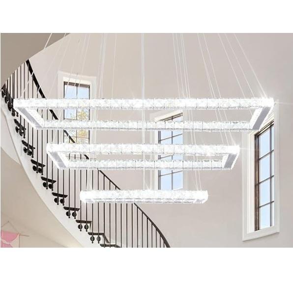 Finktonglan 31.4in Modern Crystal Chandelier, Floating 63" TV Stand w/Doors, OKF Propane Heater, IRIS - MSRP $1,790
