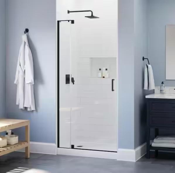 Kitchen and Bath - Delta Sliding Shower Door Glass Panel in Rain Glass - Est Retail $4,159
