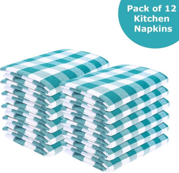 Cotton Twill Cloth Napkins TEAL-WHITE size 18"x18" MSRP- $12,960